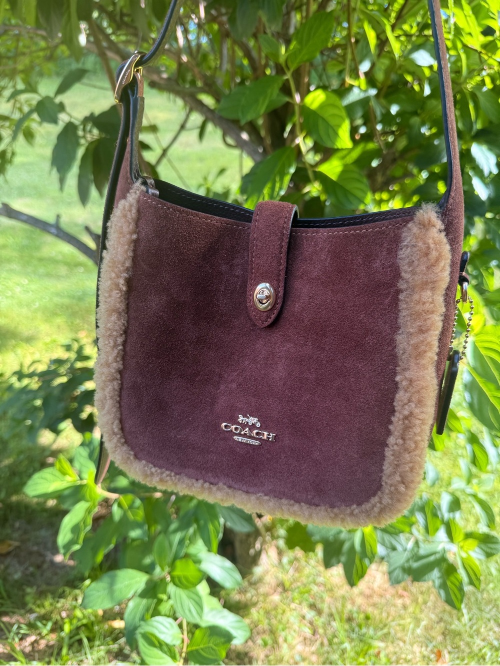 Coach Hadley Mini Suede Shearling Crossbody